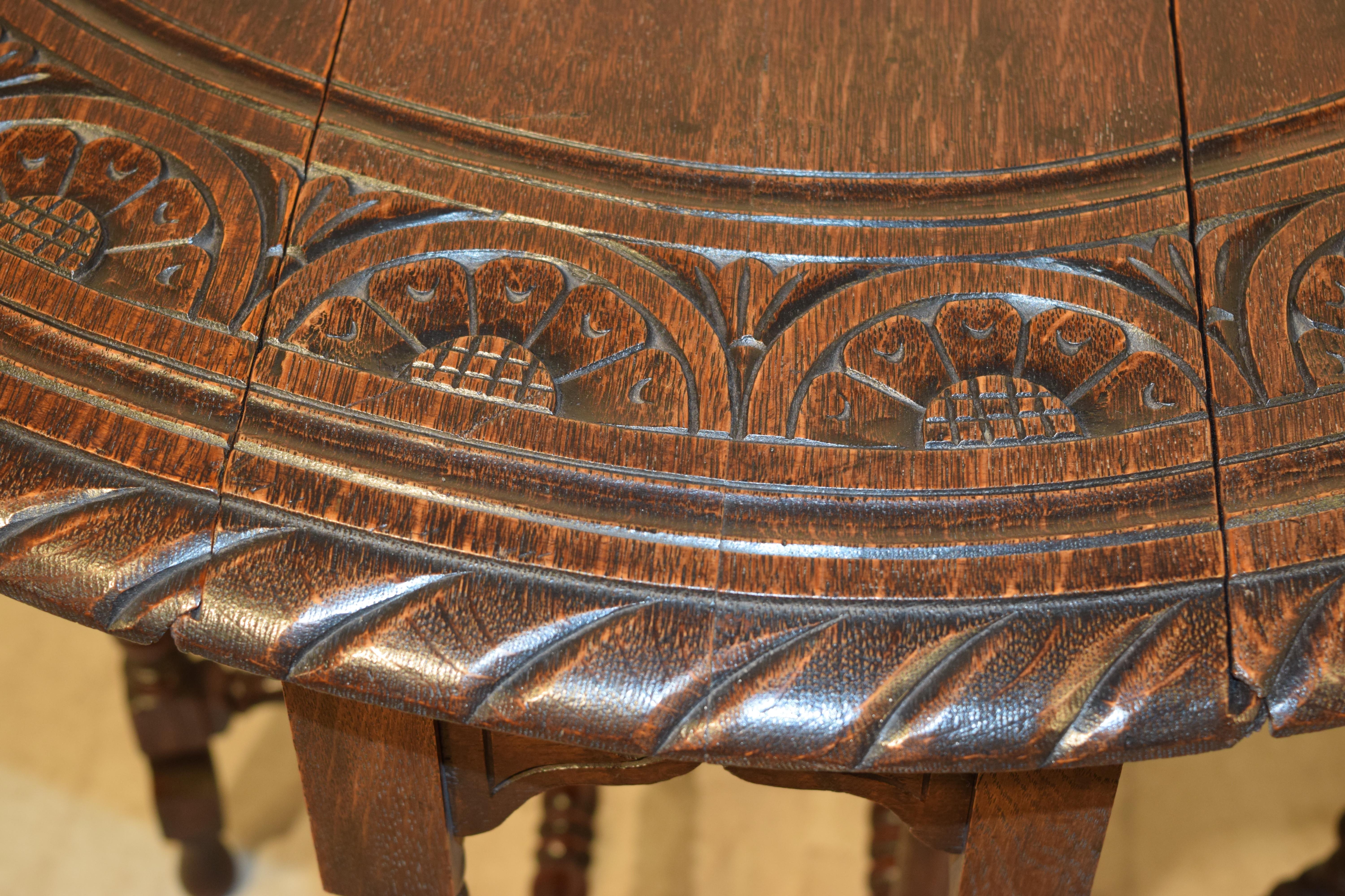 19th Century English Carved Gateleg Table 6