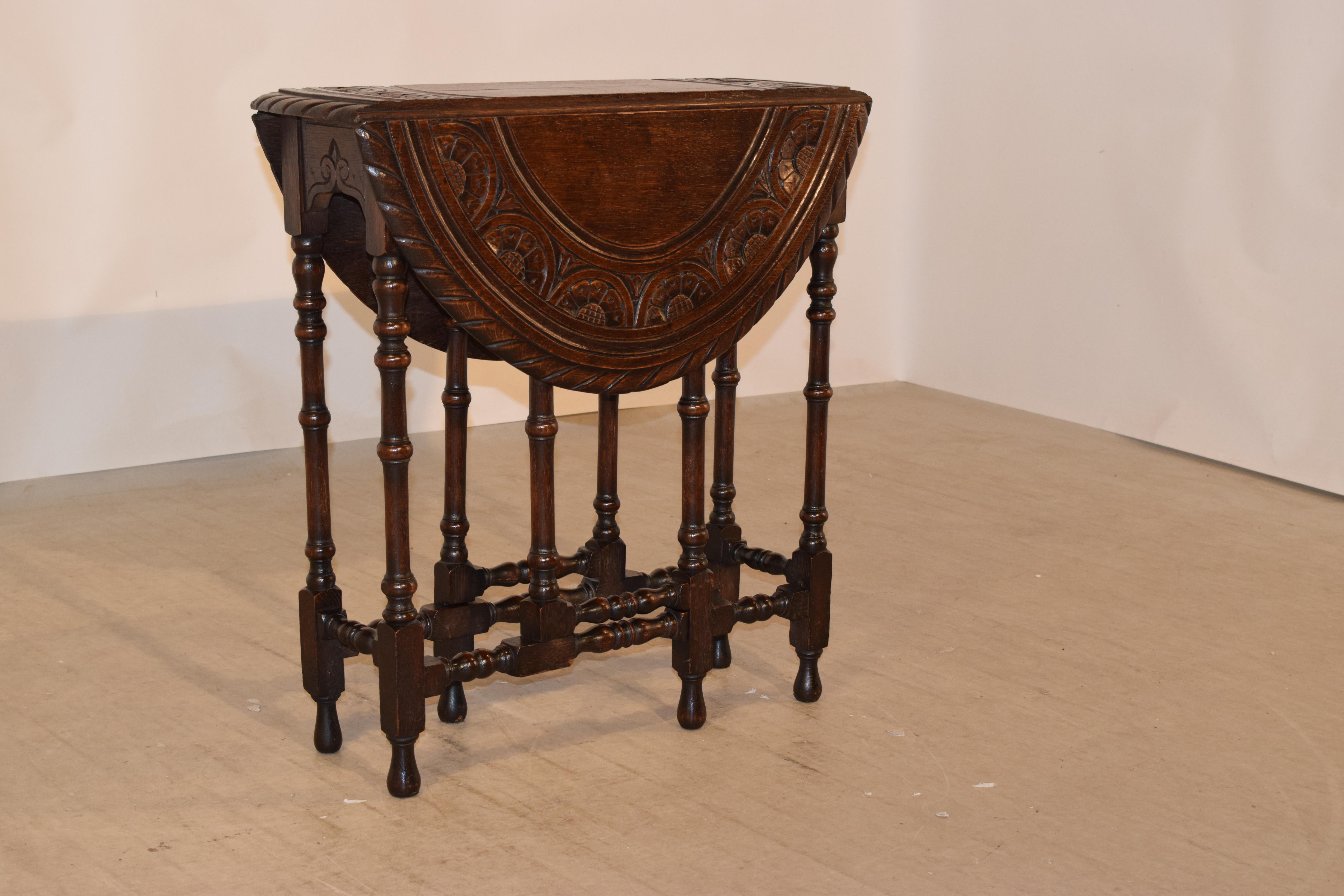Victorian 19th Century English Carved Gateleg Table