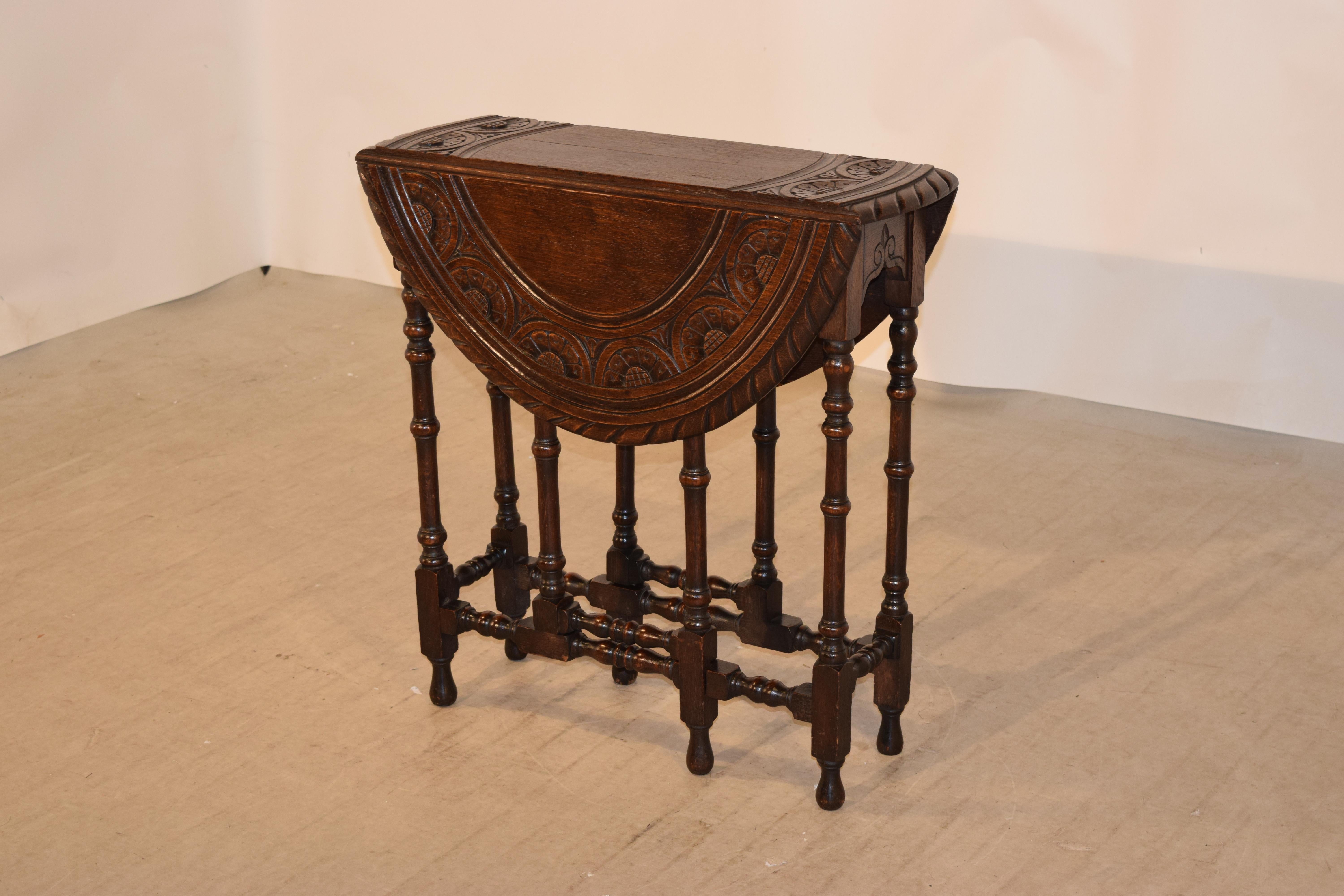 Hand-Carved 19th Century English Carved Gateleg Table