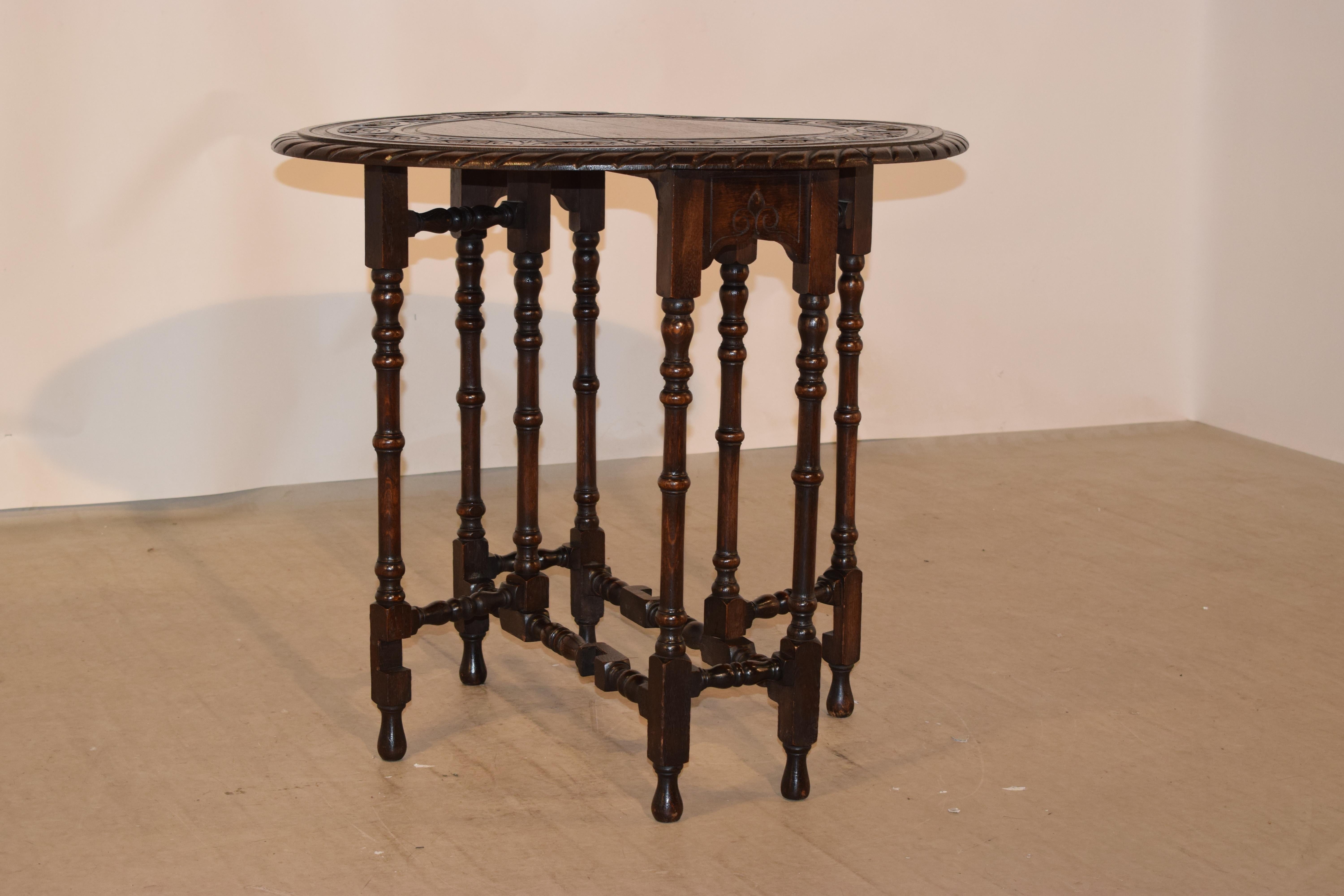 Oak 19th Century English Carved Gateleg Table
