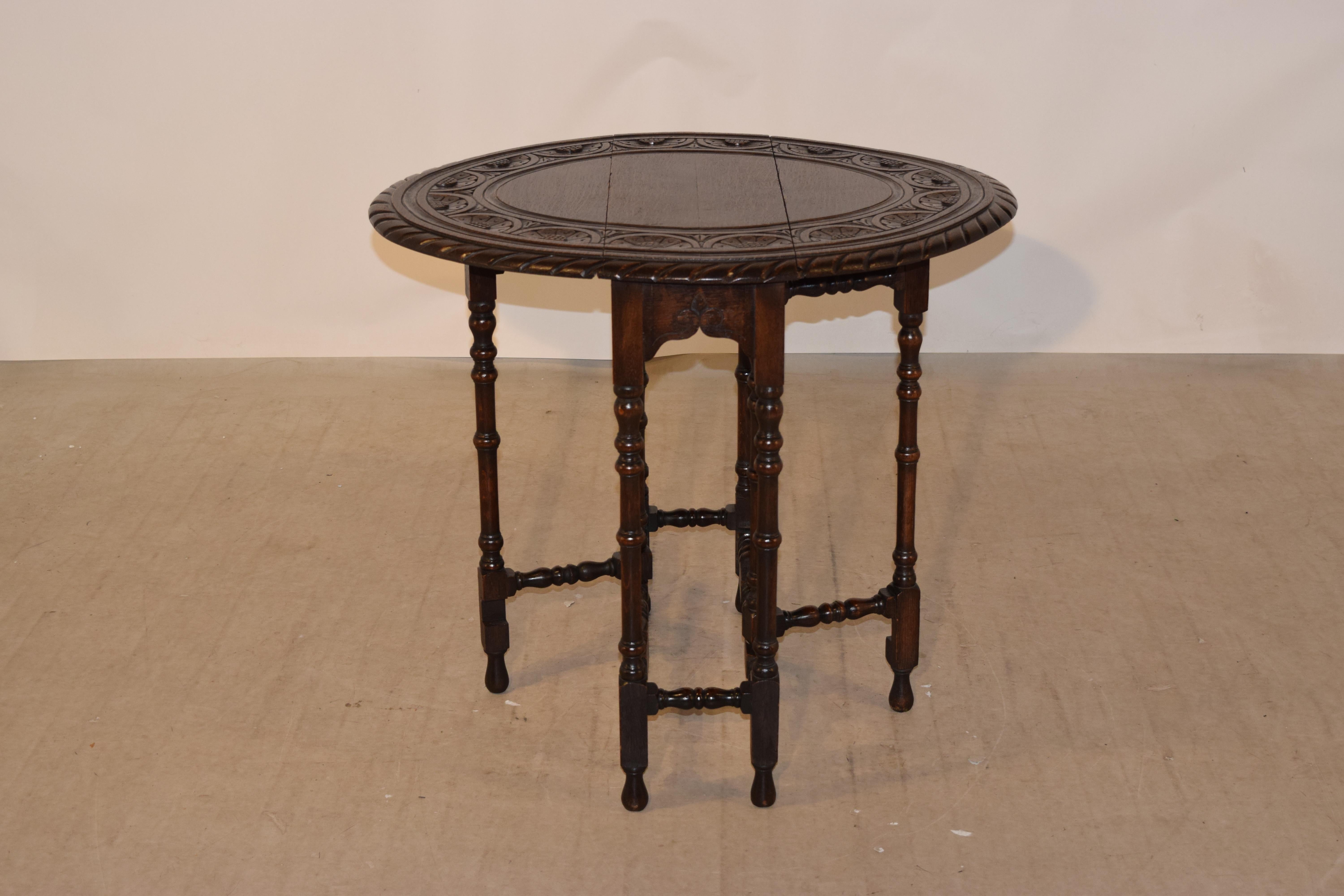 19th Century English Carved Gateleg Table 1