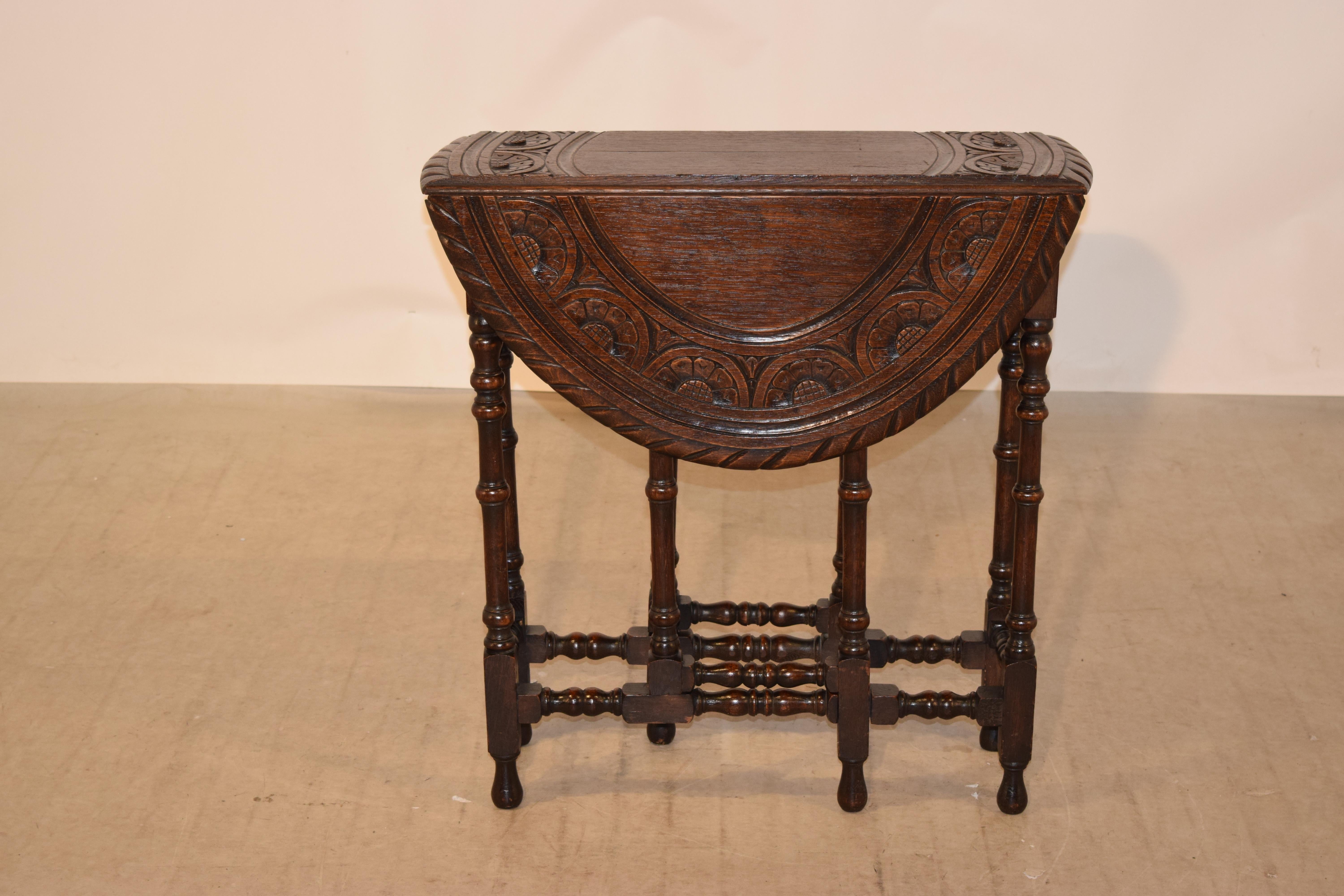 19th Century English Carved Gateleg Table 3