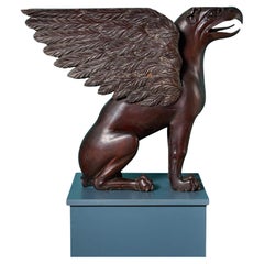 Sculpture de griffon en acajou sculpté du 19e siècle, Angleterre