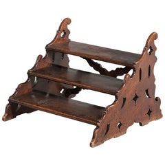 Antique 19th Century English Carved Mahogany Library Steps