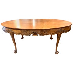 19th Century English Carved Mahogany Oval Breakfast Table