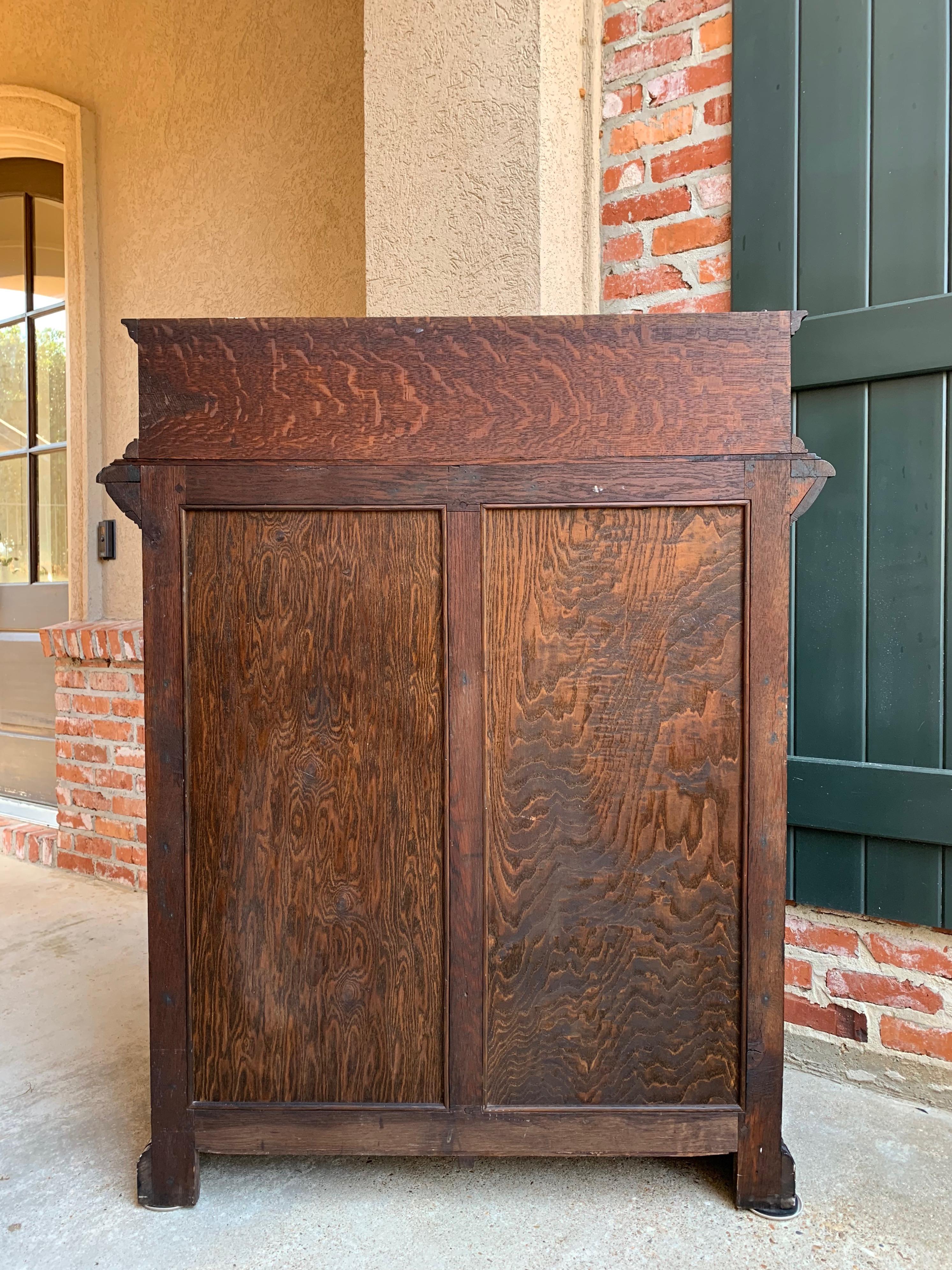 19th Century English Carved Oak Bookcase Cabinet Renaissance Baroque Book Shelf 11