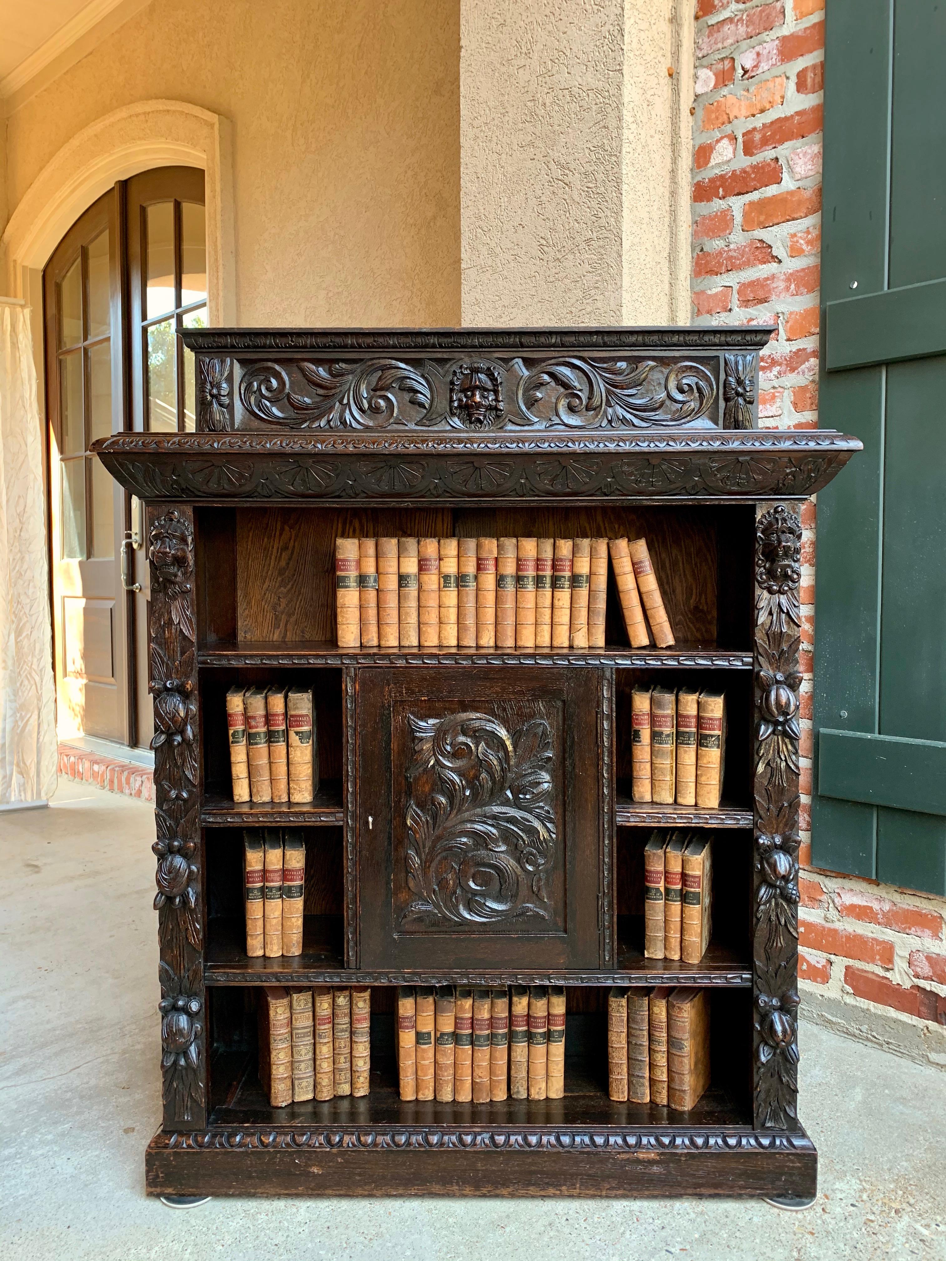 ~Direct from England~
~Bookcases are one of our most requested items, and this wonderfully carved antique English bookcase has it all!!~
~Great versatile size (not too large or too small) with lots of fixed shelf display area and enclosed center