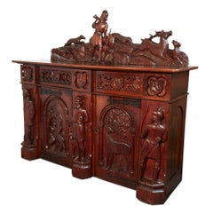 19th Century English Carved Oak Cabinet