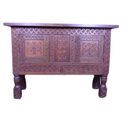 19th century English carved oak cabinet