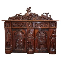 19th Century English Carved Oak Cabinet