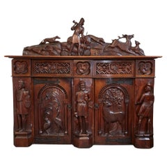 Antique 19th Century English Carved Oak Cabinet 