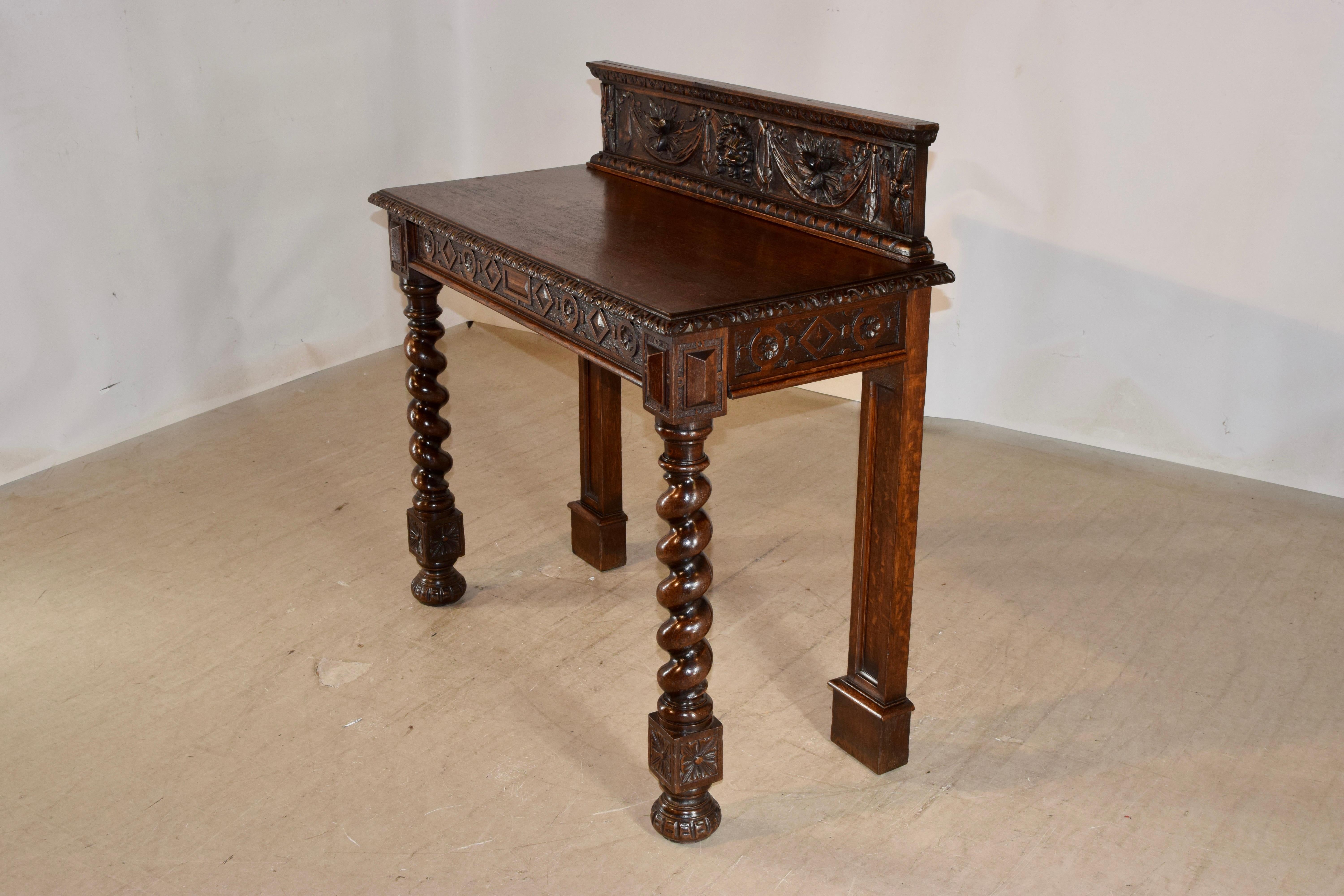 Victorian 19th Century English Carved Oak Console Table For Sale
