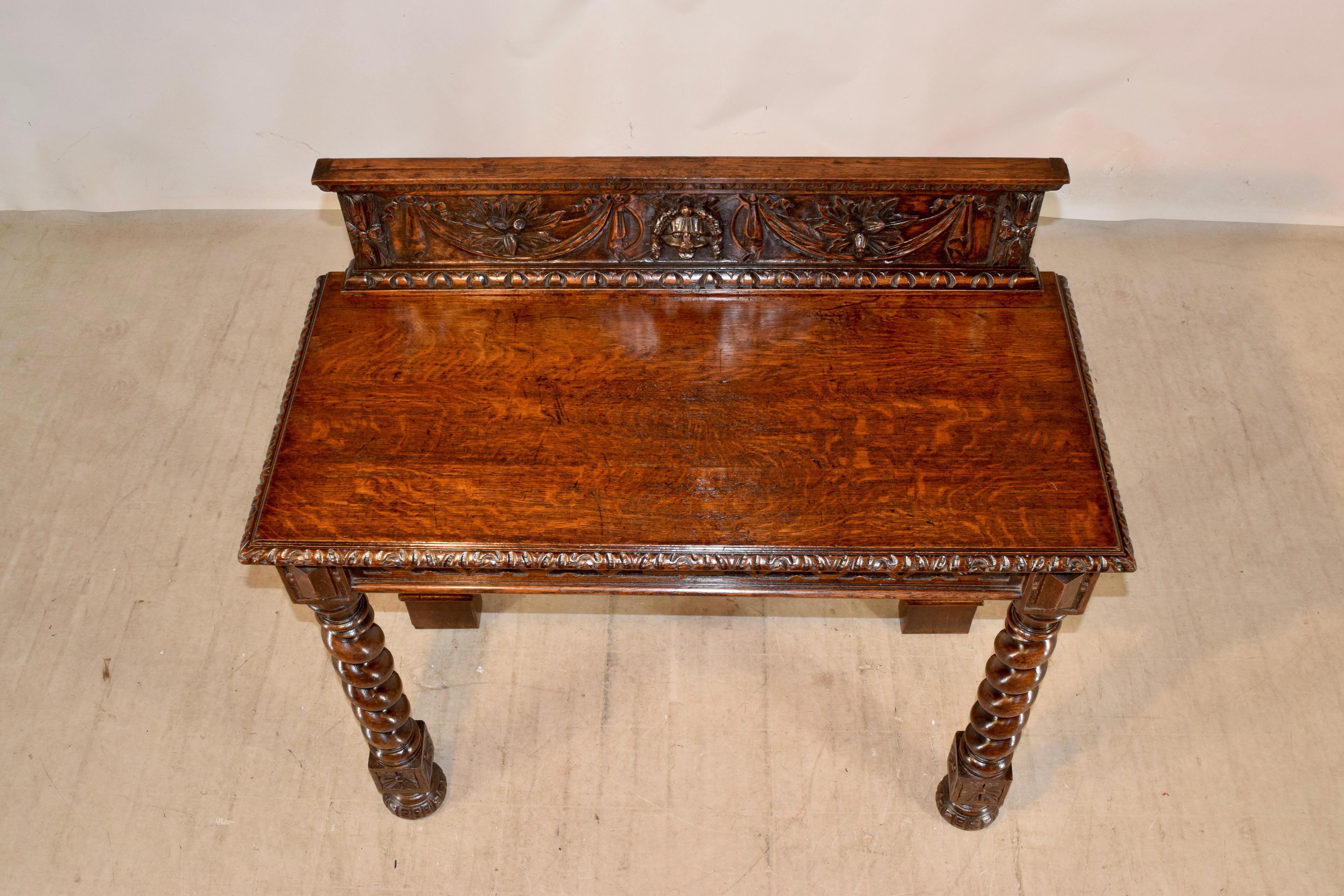 19th Century English Carved Oak Console Table For Sale 3