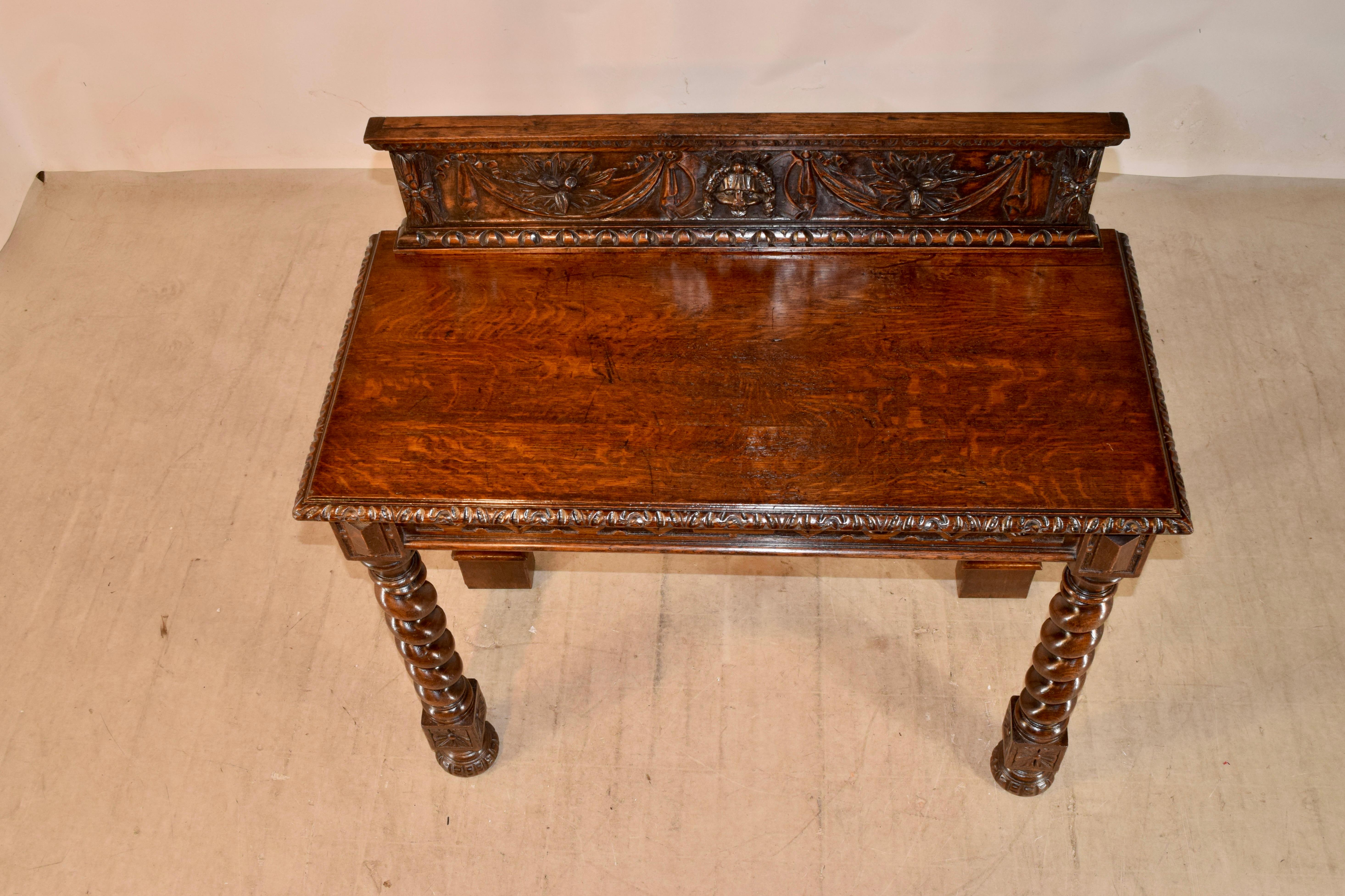 19th Century English Carved Oak Console Table For Sale 4