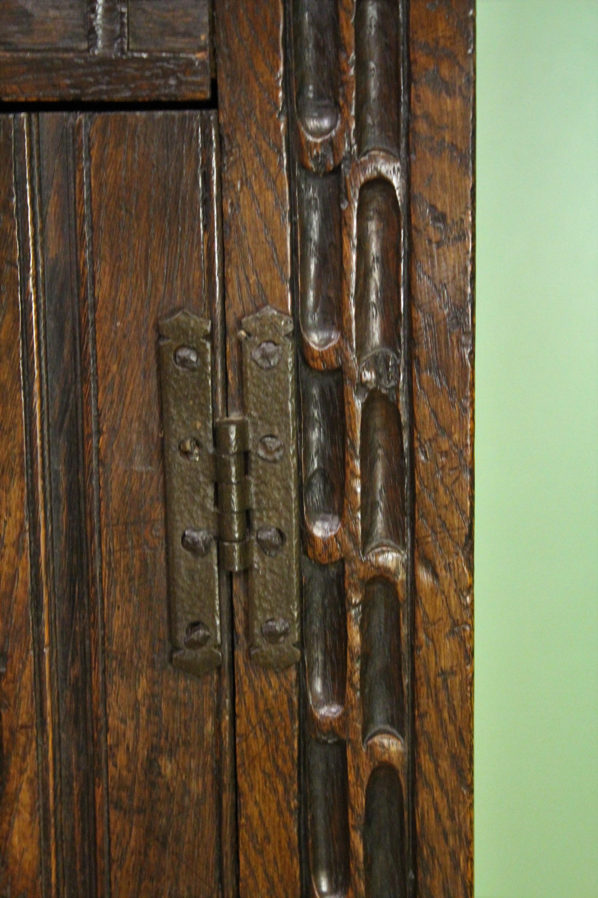 19th Century English Carved Oak Cupboard For Sale 7