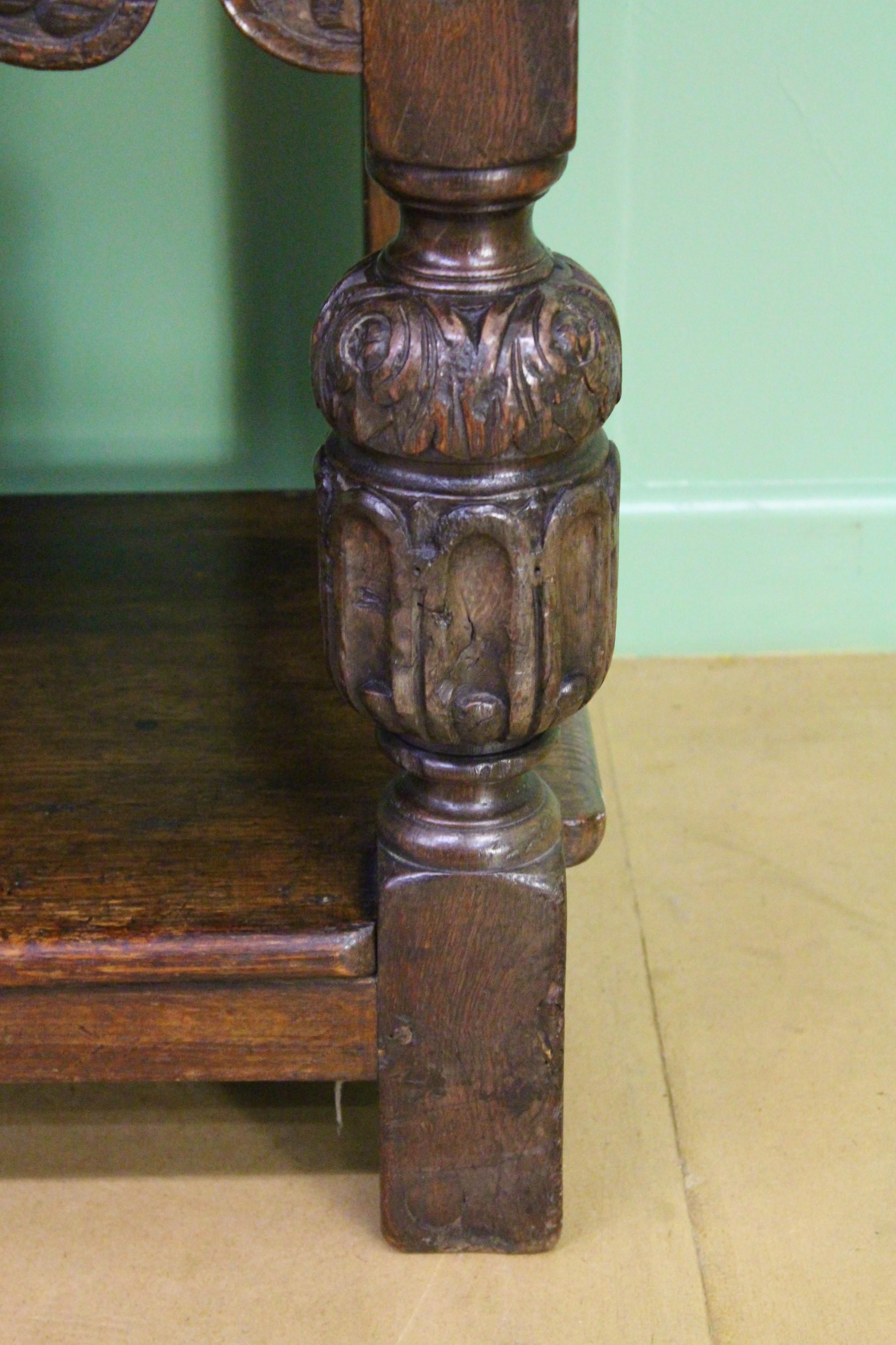 19th Century English Carved Oak Cupboard For Sale 2