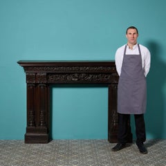 19th Century English Carved Oak Fire Mantel