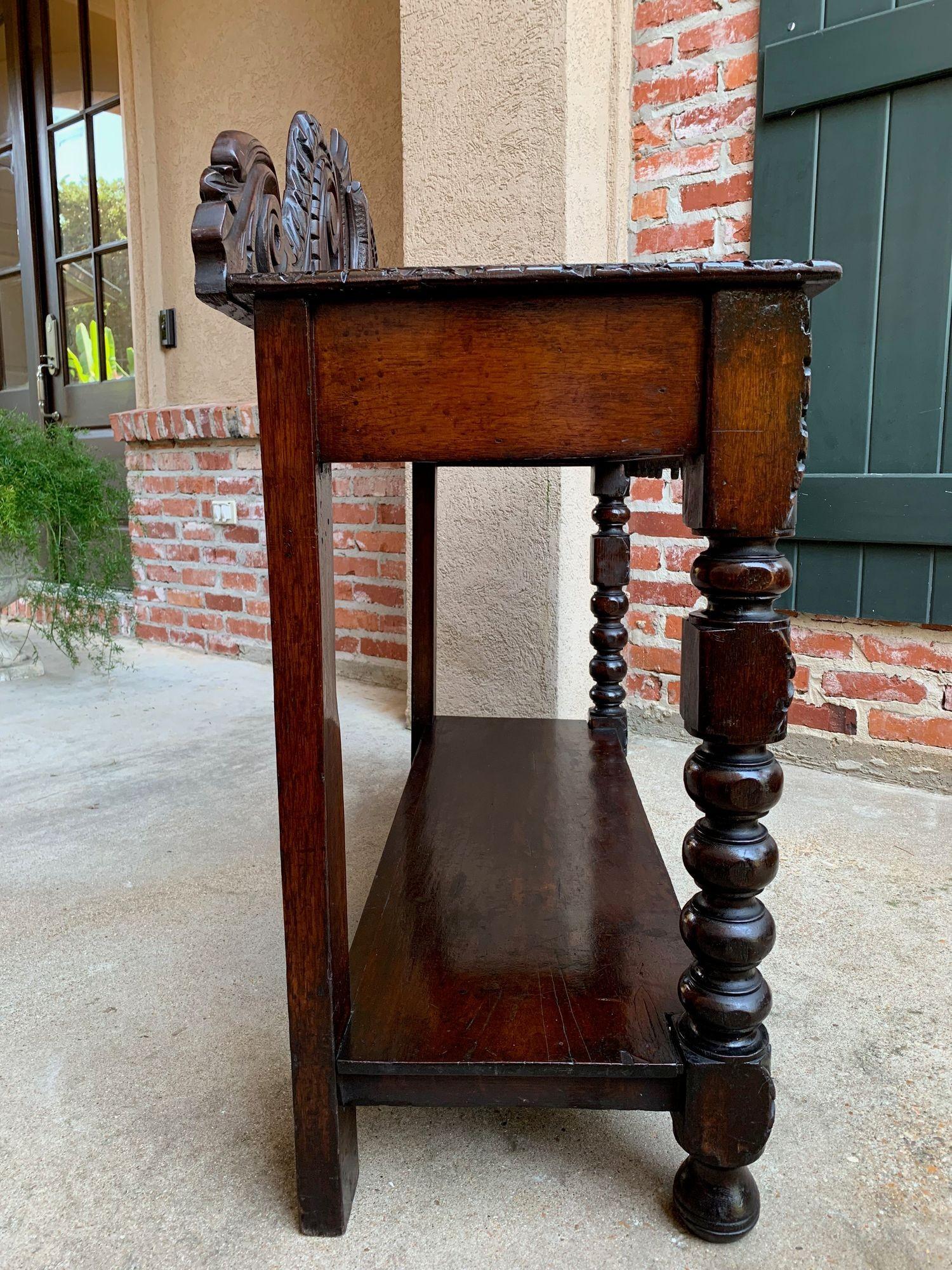 Antique English Carved Oak Hall Foyer Table Renaissance Kitchen Sideboard  For Sale 6