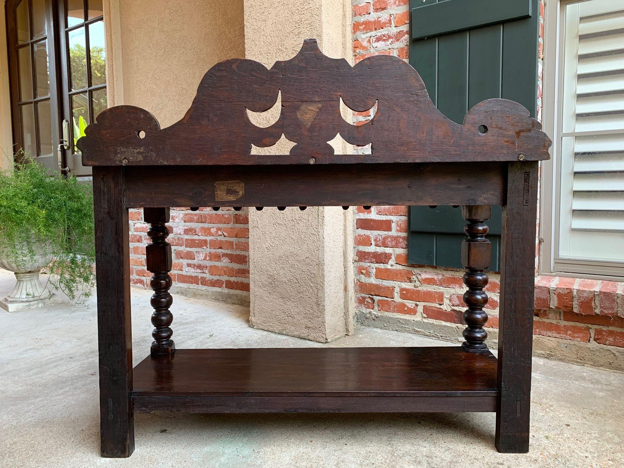 Antique English Carved Oak Hall Foyer Table Renaissance Kitchen Sideboard  For Sale 9