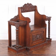 19th Century English Carved Oak Hallbench