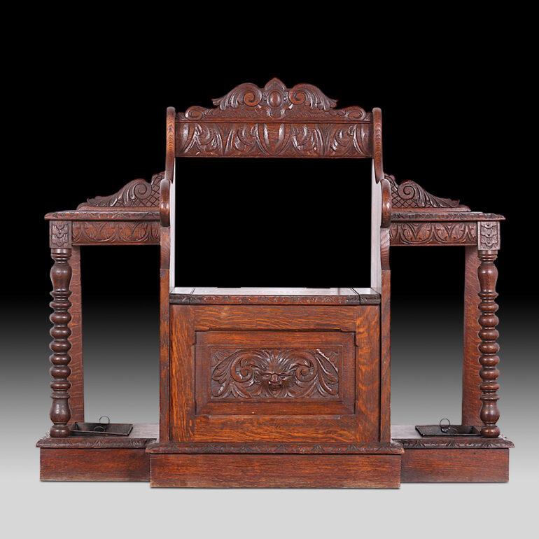19th Century English Carved Oak Hallbench For Sale 4