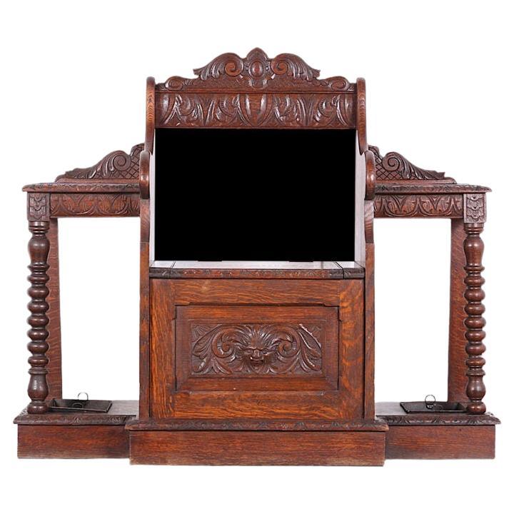 19th Century English Carved Oak Hallbench For Sale