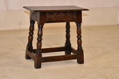 19th Century English Carved Oak Joint Stool