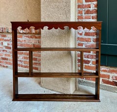 19th Century English Carved Oak Pine Plate Wall Rack Kitchen Display Shelf
