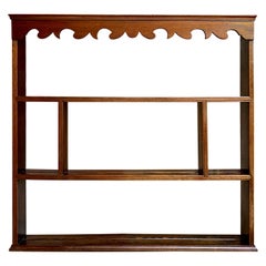 19th Century English Carved Oak Pine Plate Wall Rack Kitchen Display Shelf