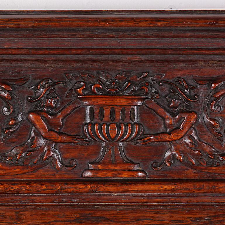 19th Century English Carved Oak Renaissance Revival Hall Bench 2