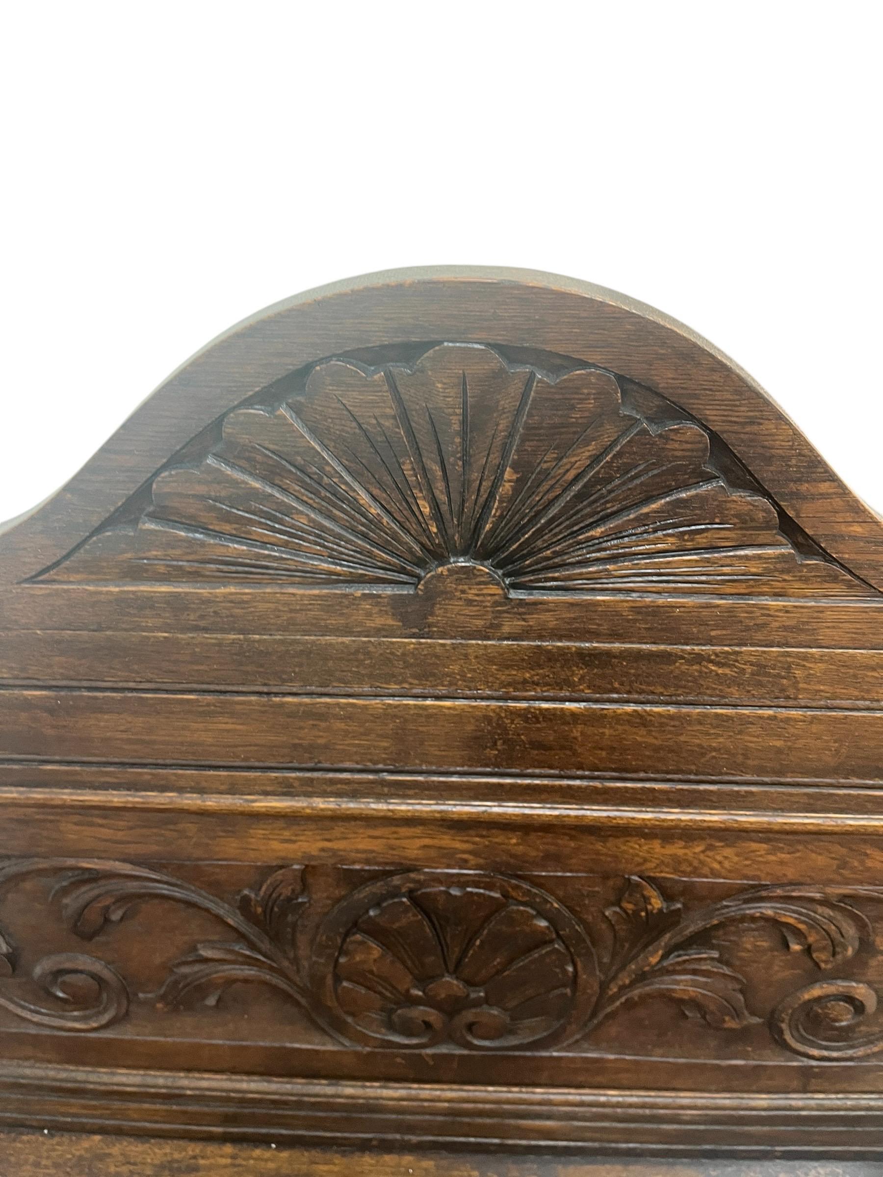 Hand-Carved 19th Century English Carved Oak Settle