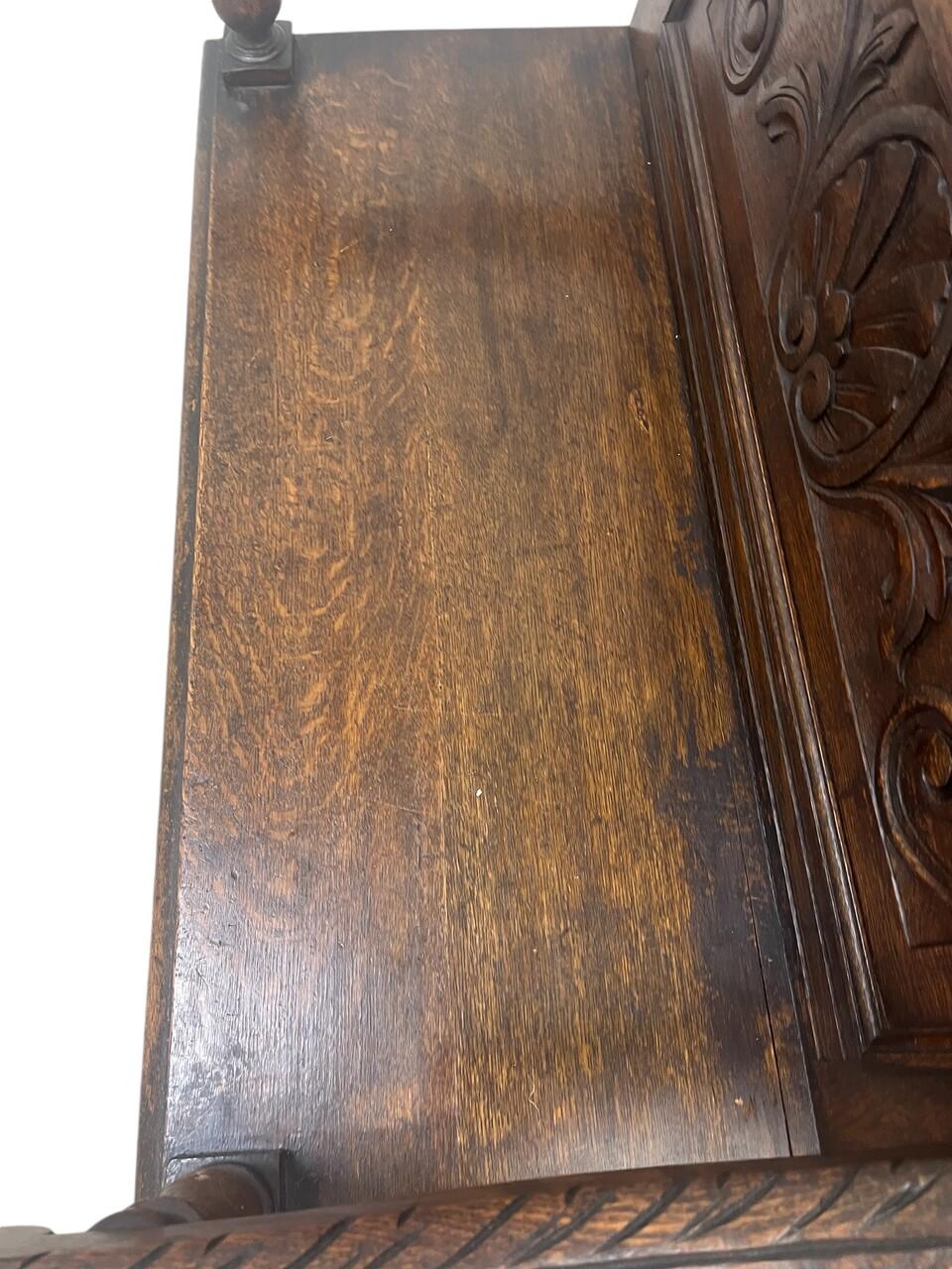 19th Century English Carved Oak Settle 2