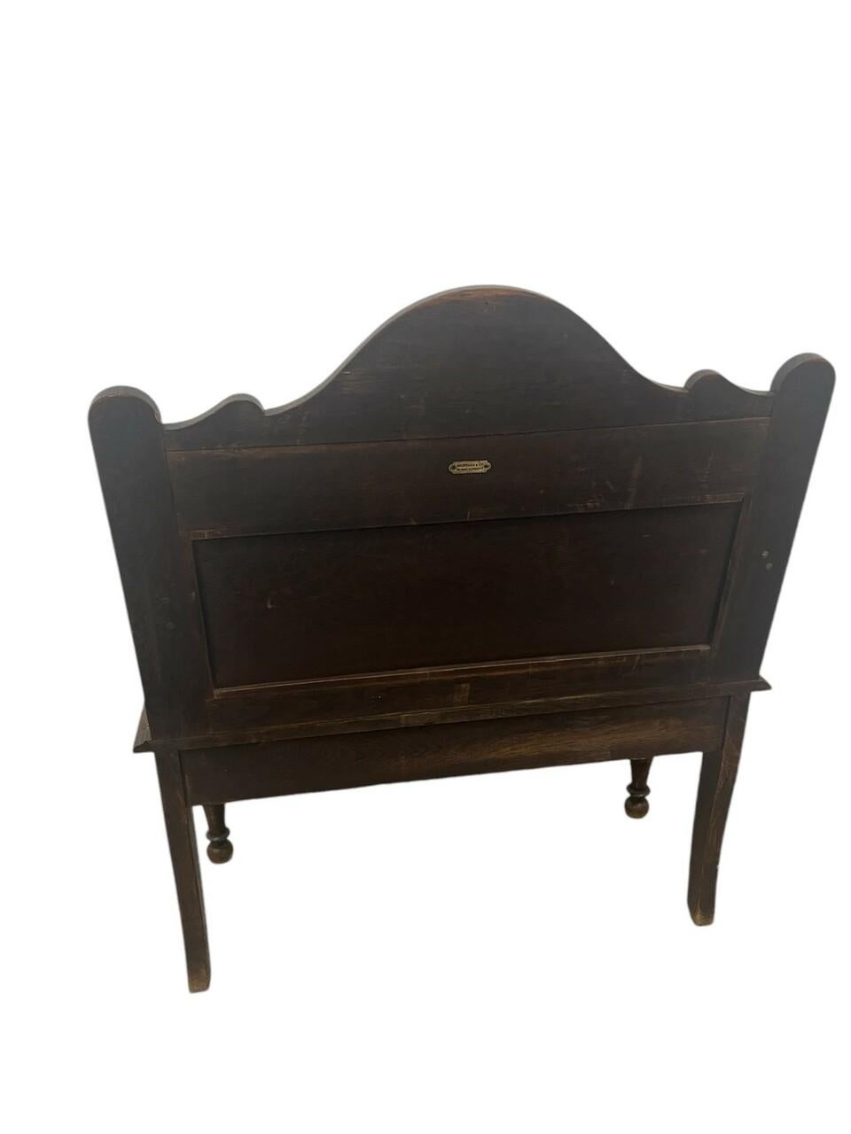 19th Century English Carved Oak Settle 3