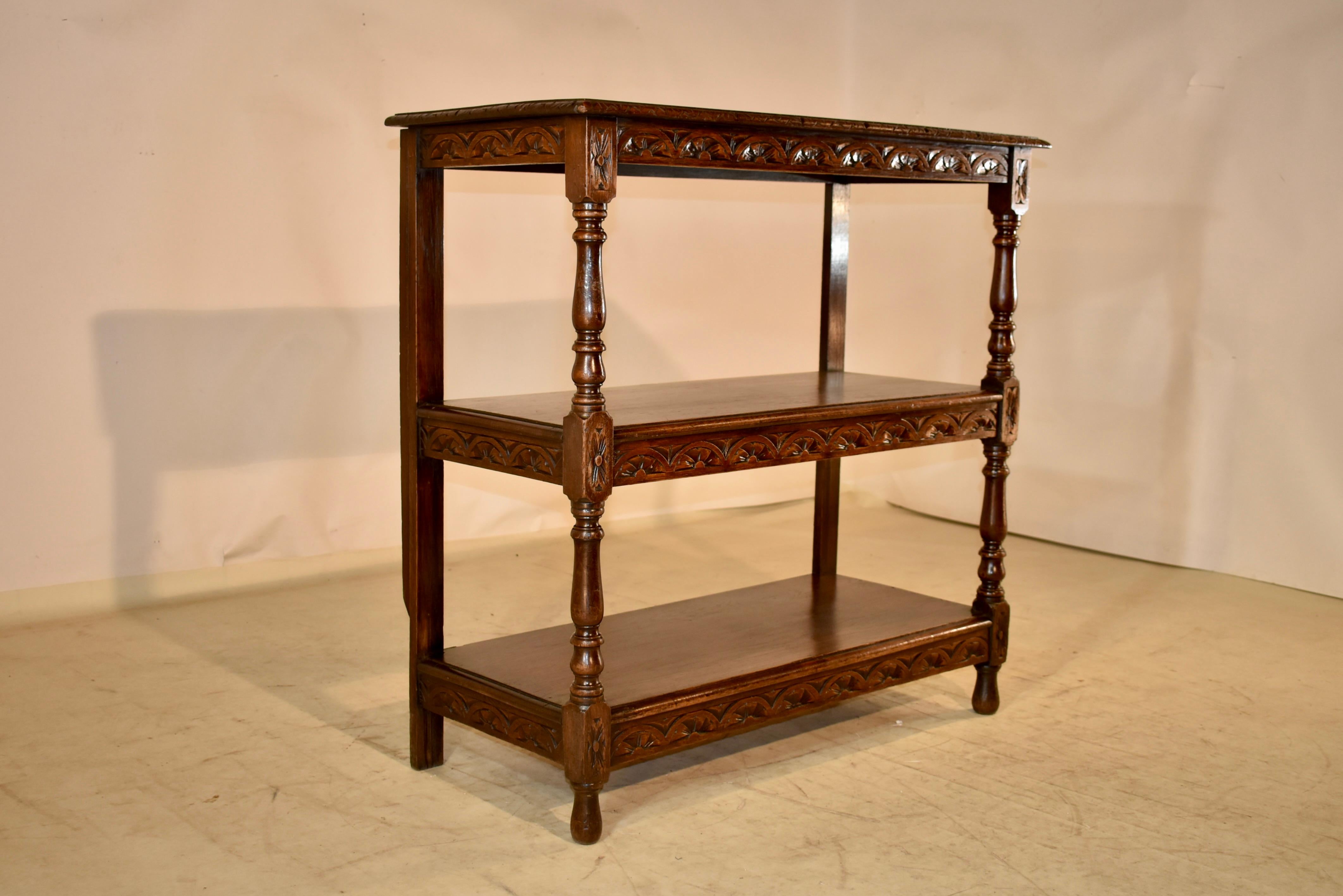 Hand-Carved 19th Century English Carved Oak Shelf
