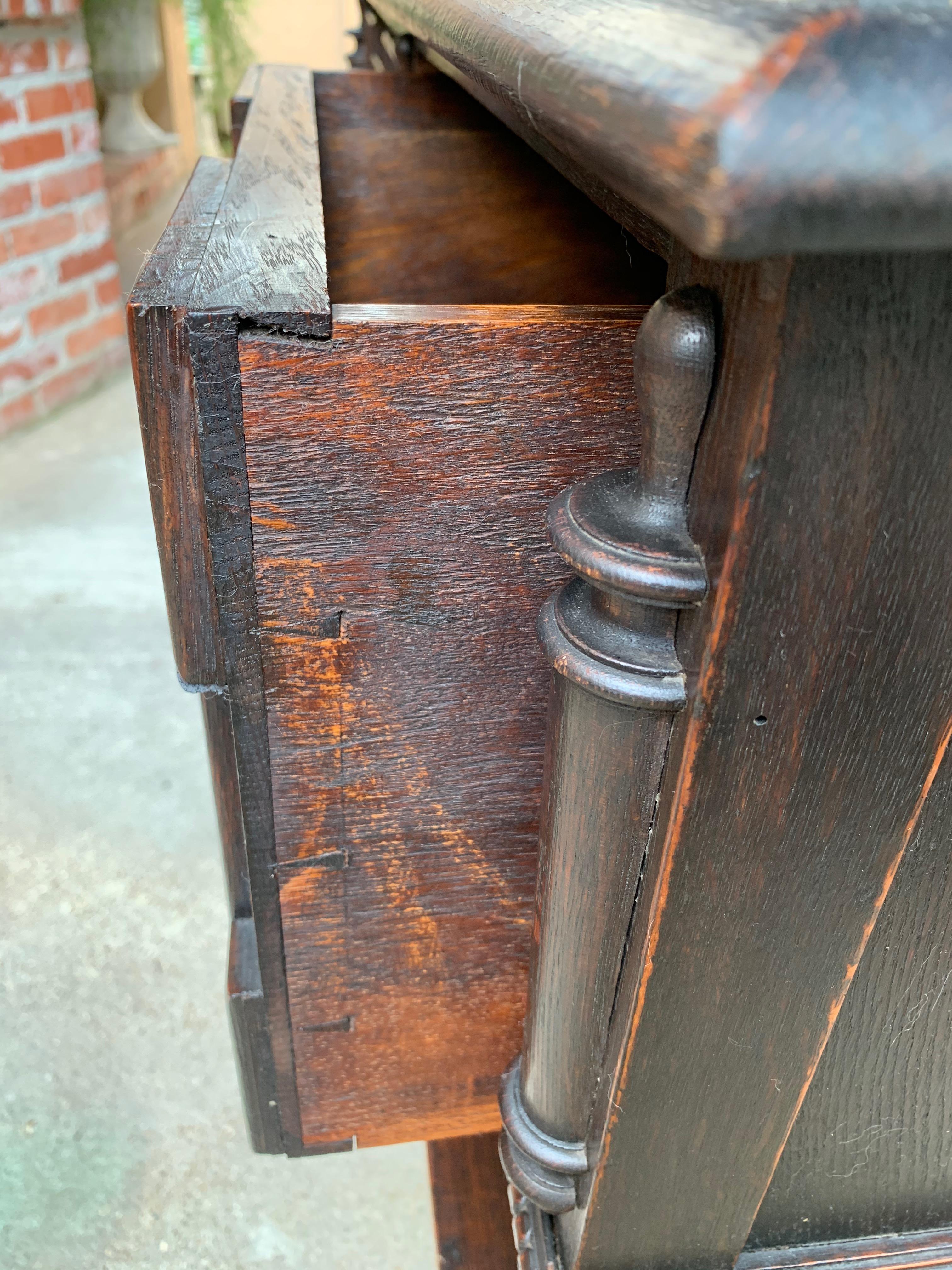 19th Century English Carved Oak Welsh Dresser Sideboard Hutch Jacobean Farmhouse 12