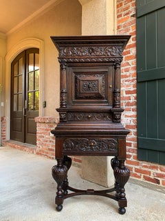 19thCentury English Carved Oak Wine Cabinet Stand Renaissance Gothic Vestment