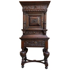 19thCentury English Carved Oak Wine Cabinet Stand Renaissance Gothic Vestment