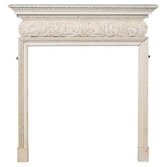 19th Century English Carved & Painted Pine Fire Surround