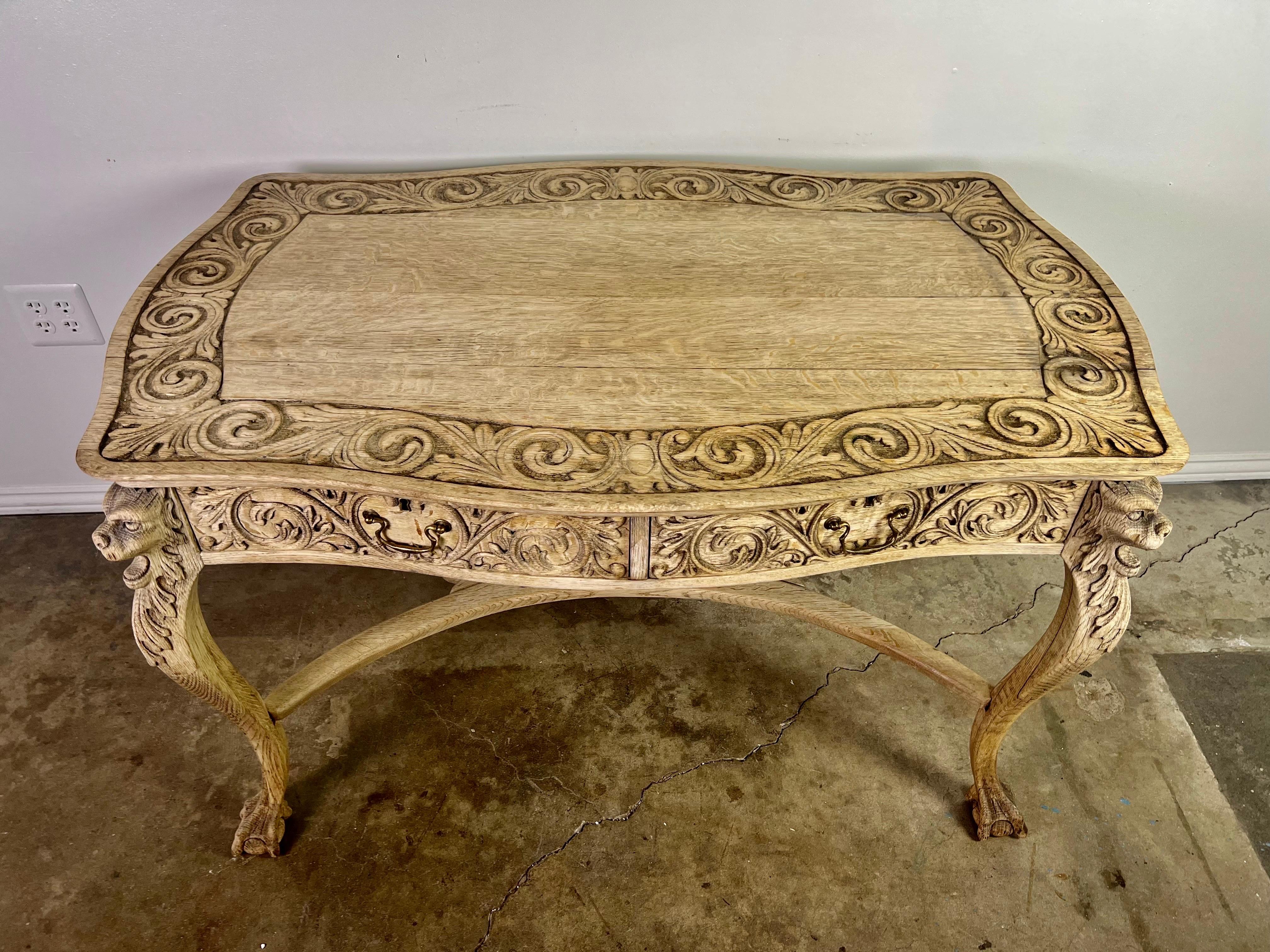 19th Century English Carved Partners Writing Table For Sale 7