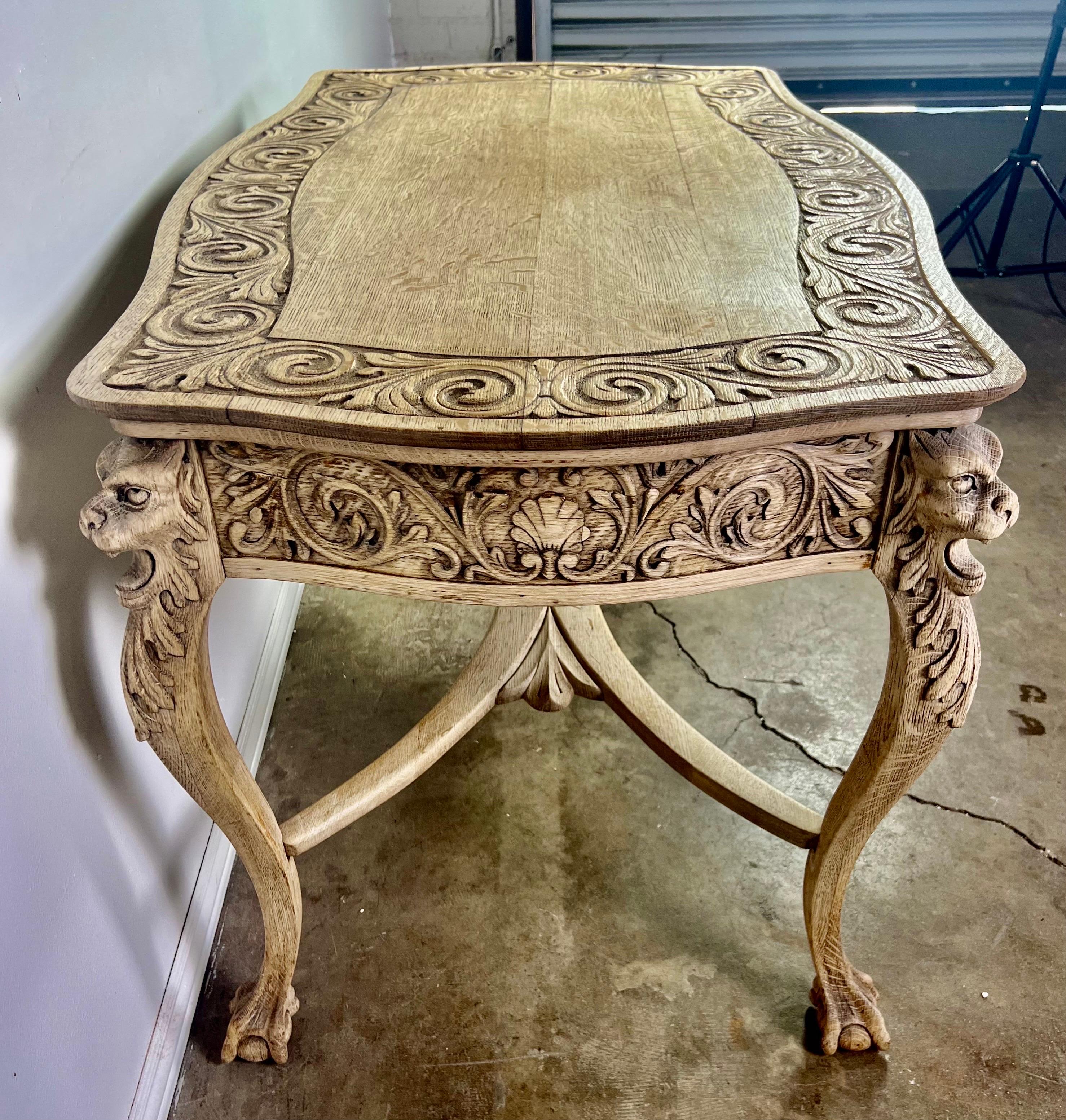 19th Century English Carved Partners Writing Table 9