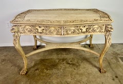 19th Century English Carved Partners Writing Table