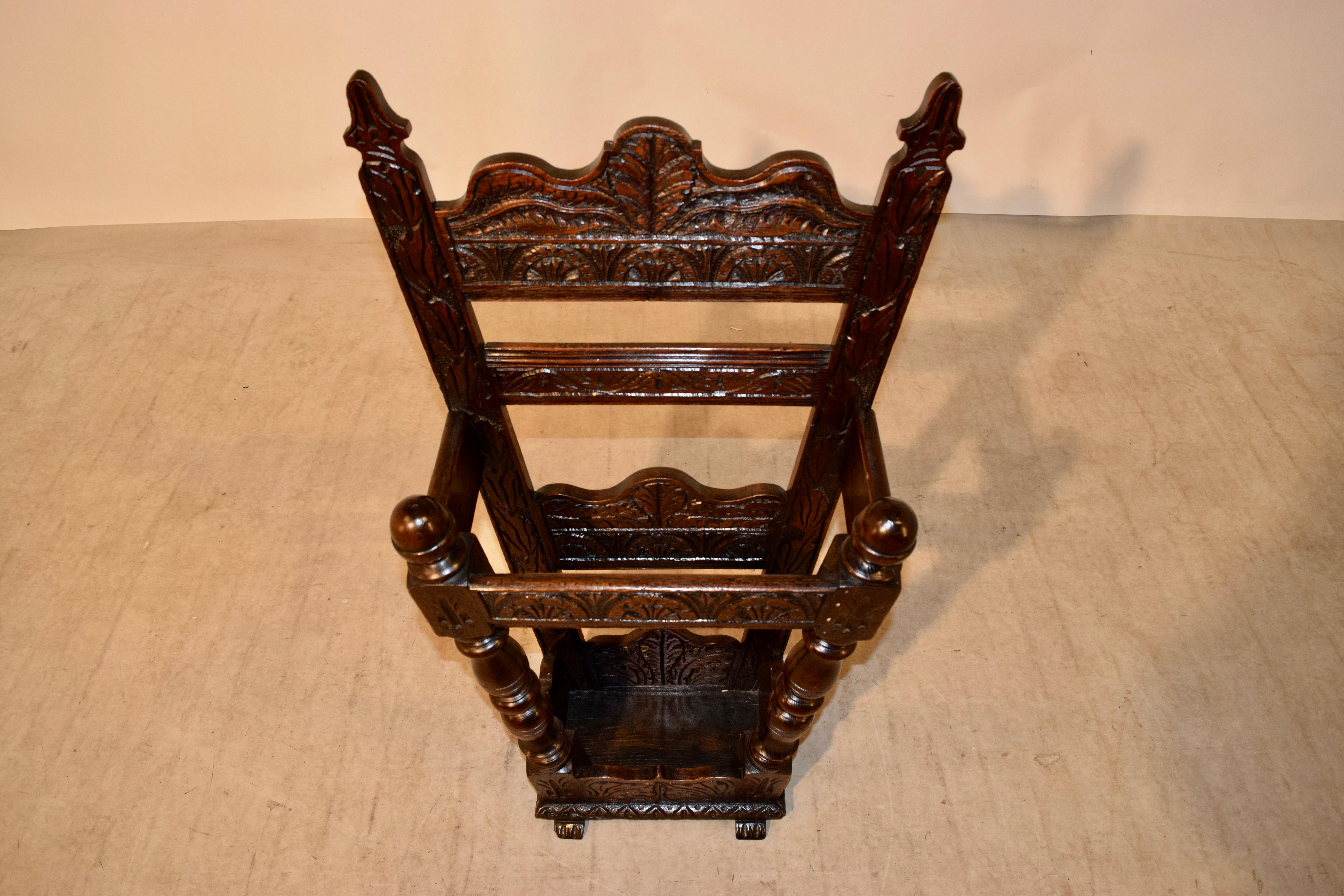 Hand-Carved 19th Century English Carved Stick Stand
