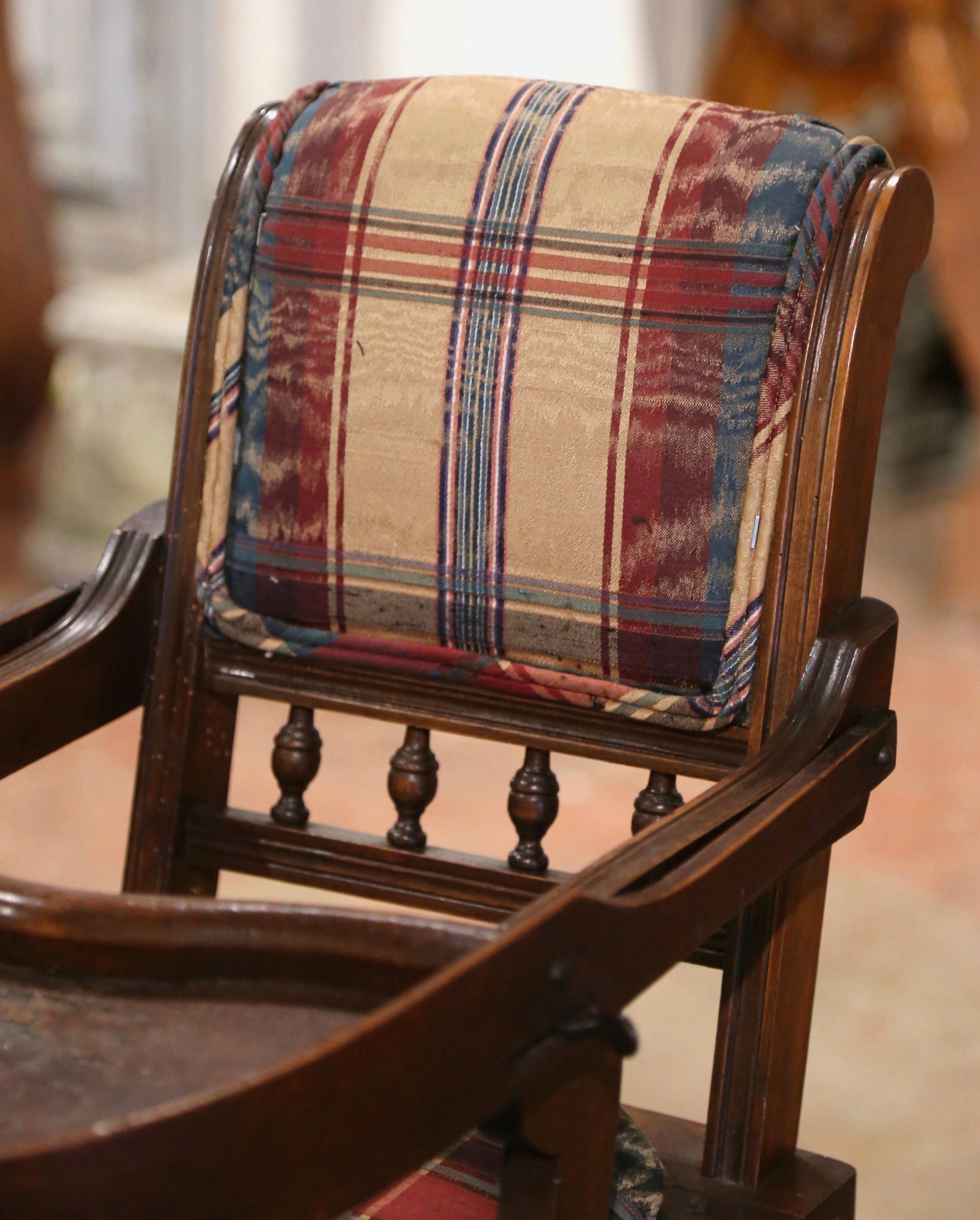 19th Century English Carved Walnut and Fabric Convertible High Chair to Rocker 1