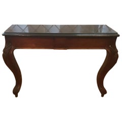 19th Century English Carved Walnut Console with Lacquered Top from 1890s