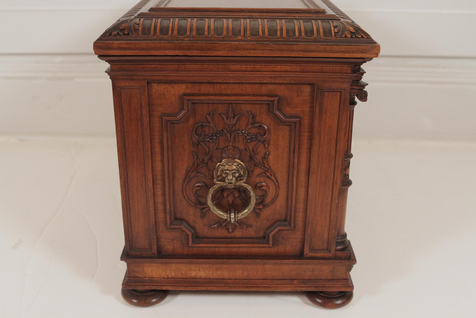 Hand-Carved 19th Century English Carved Walnut Two-Door Diminutive Chest