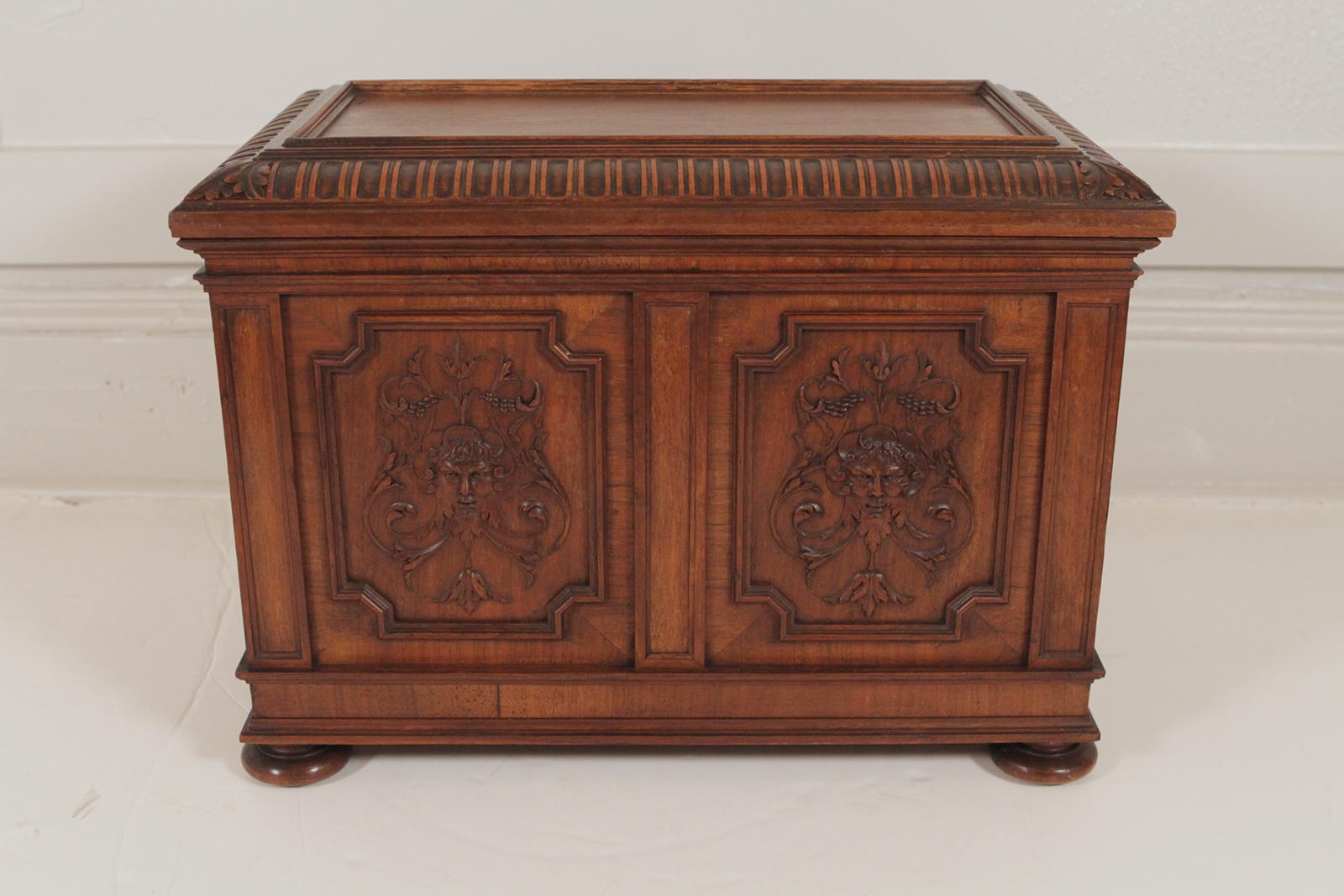 19th Century English Carved Walnut Two-Door Diminutive Chest 2