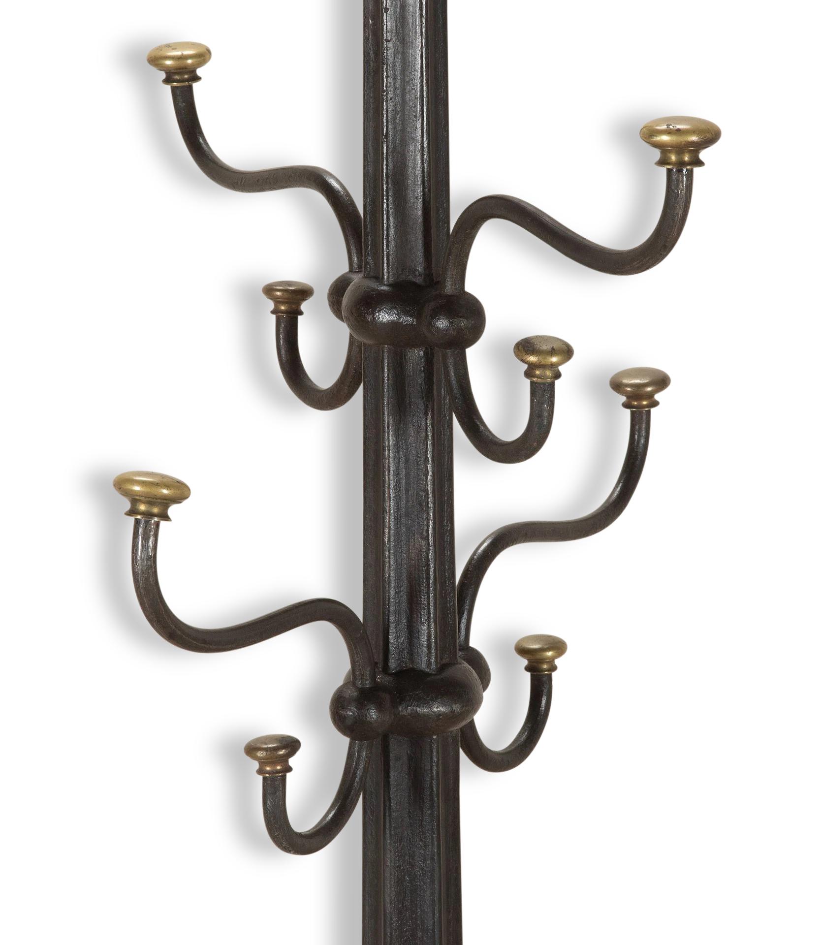 Brass 19th Century English Cast Iron Coat and Hat Stand For Sale