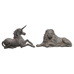 19th Century English Cast Iron Lion and Unicorn