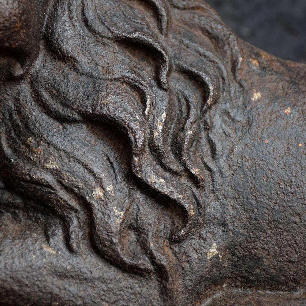 19th Century English Cast Iron Lion Door Stop Fire Guard In Fair Condition In London, GB