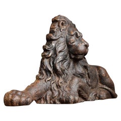 19th Century English Cast Iron Lion Door Stop Fire Guard